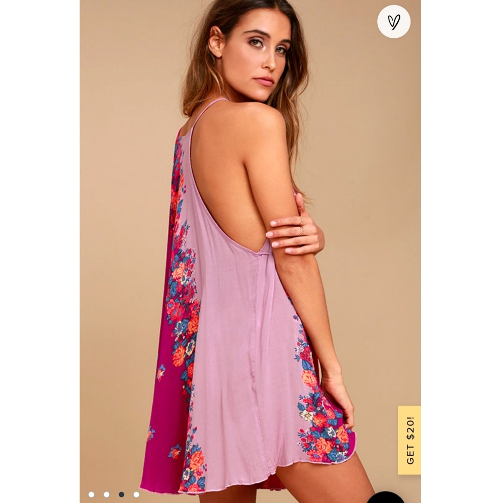 Free People It's A Cinch Magenta Floral Dress - Picture 2 of 11